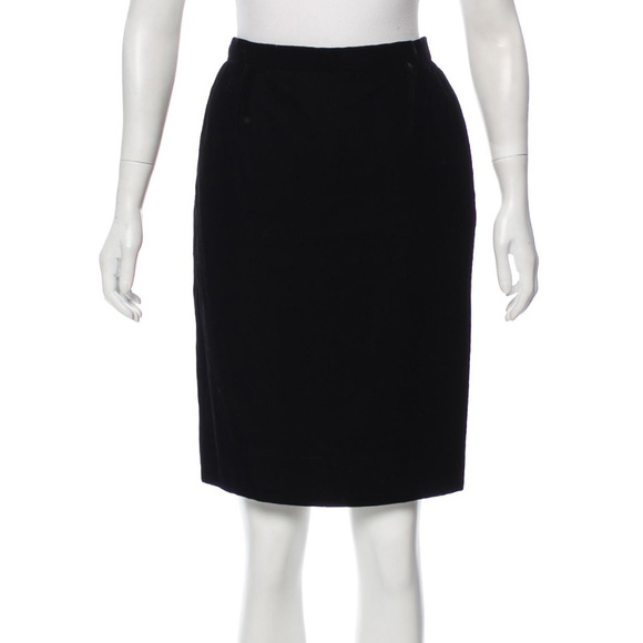 Dior Dresses & Skirts - EUC CHRISTIAN DIOR Black Velvet Knee-Length Skirt Medium